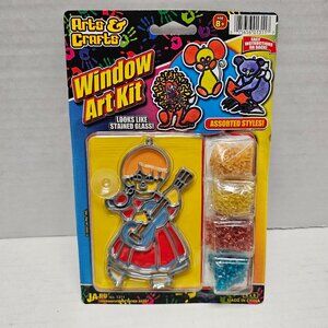 4 New Vintage Girl Arts & Crafts Window Art Kit Looks Like Stained Glass JA-RU